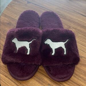 Victoria Secret Pink Plush Purple Dog Slippers